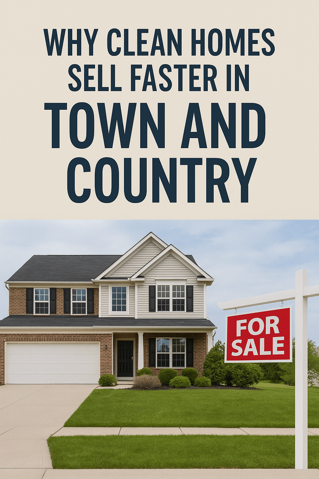 Modern home with a for sale sign highlighting why clean homes sell faster in Town and Country