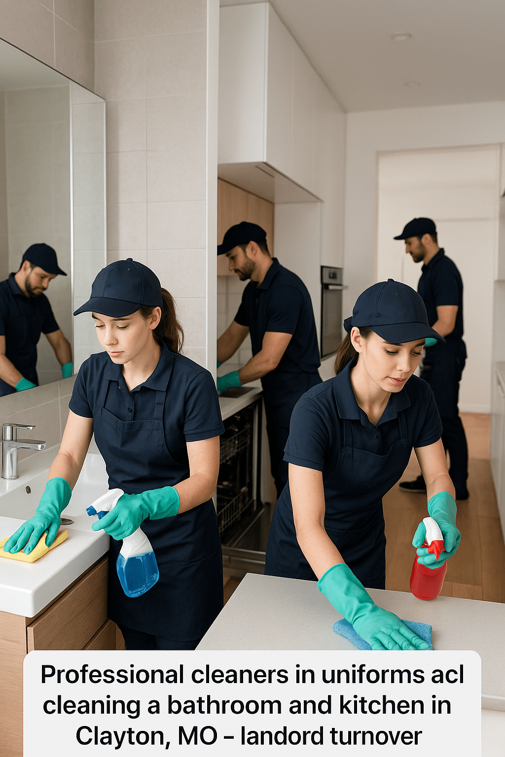 Cleaning professionals performing a detailed move out service in San Diego