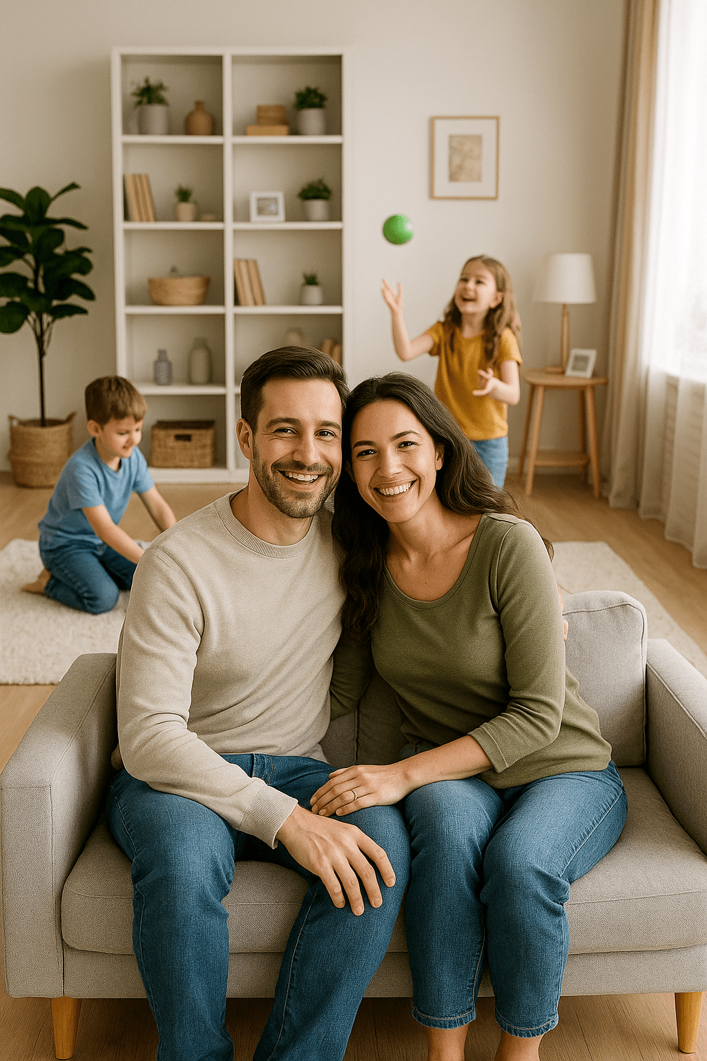 Happy family enjoying a clean home, showcasing the benefits of monthly house cleaning services in St. Louis