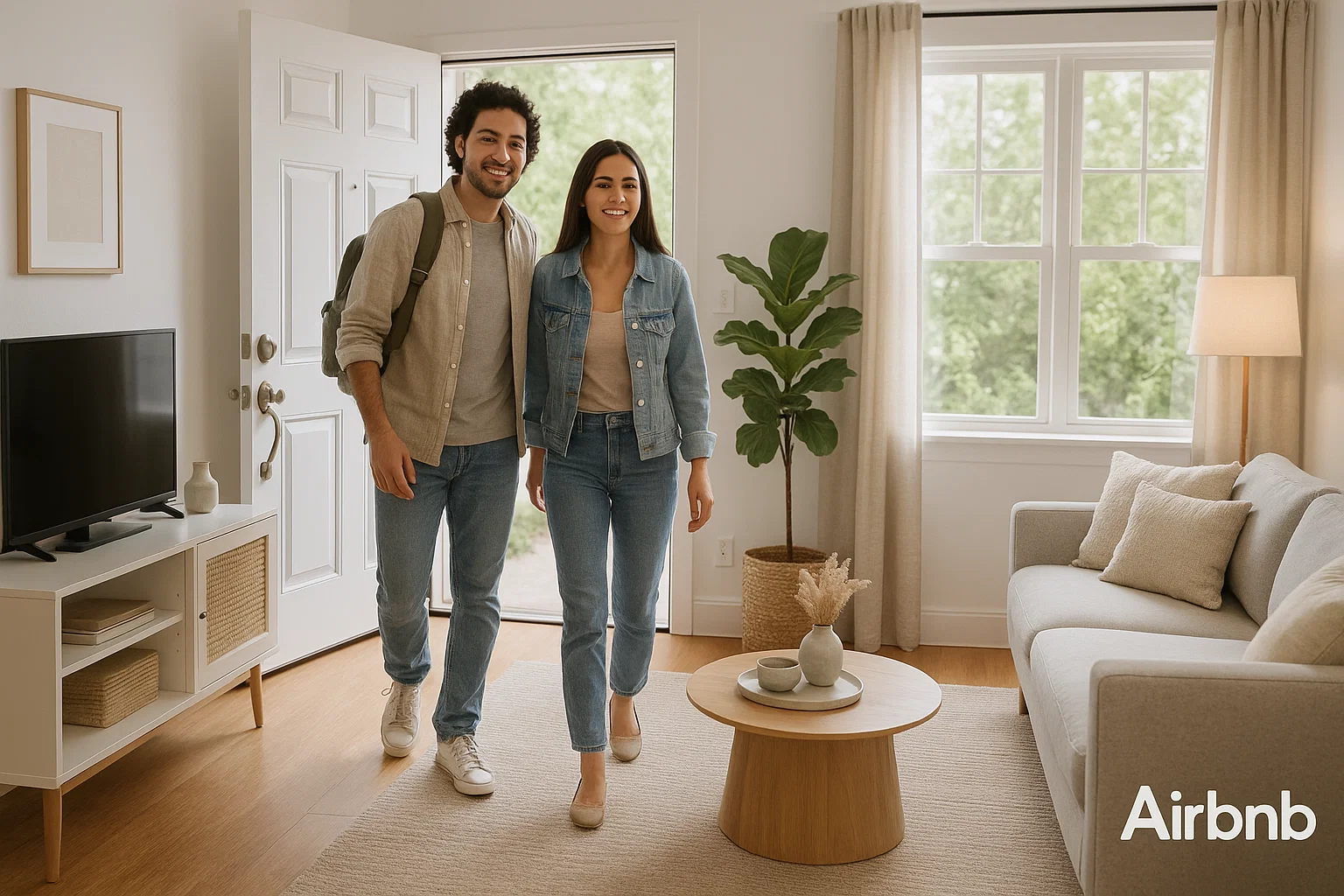 Airbnb Cleaning Services St. Louis – Professional Turnover by Clean Town and Country Airbnb cleaning services St. Louis – professional cleaner in blue #0e9ede uniform fluffing pillow before guest arrival