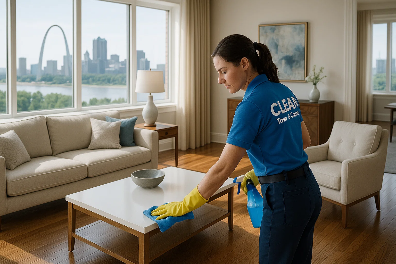 Bathroom cleaning Olivette MO – cleaner scrubbing tiles and fixtures
