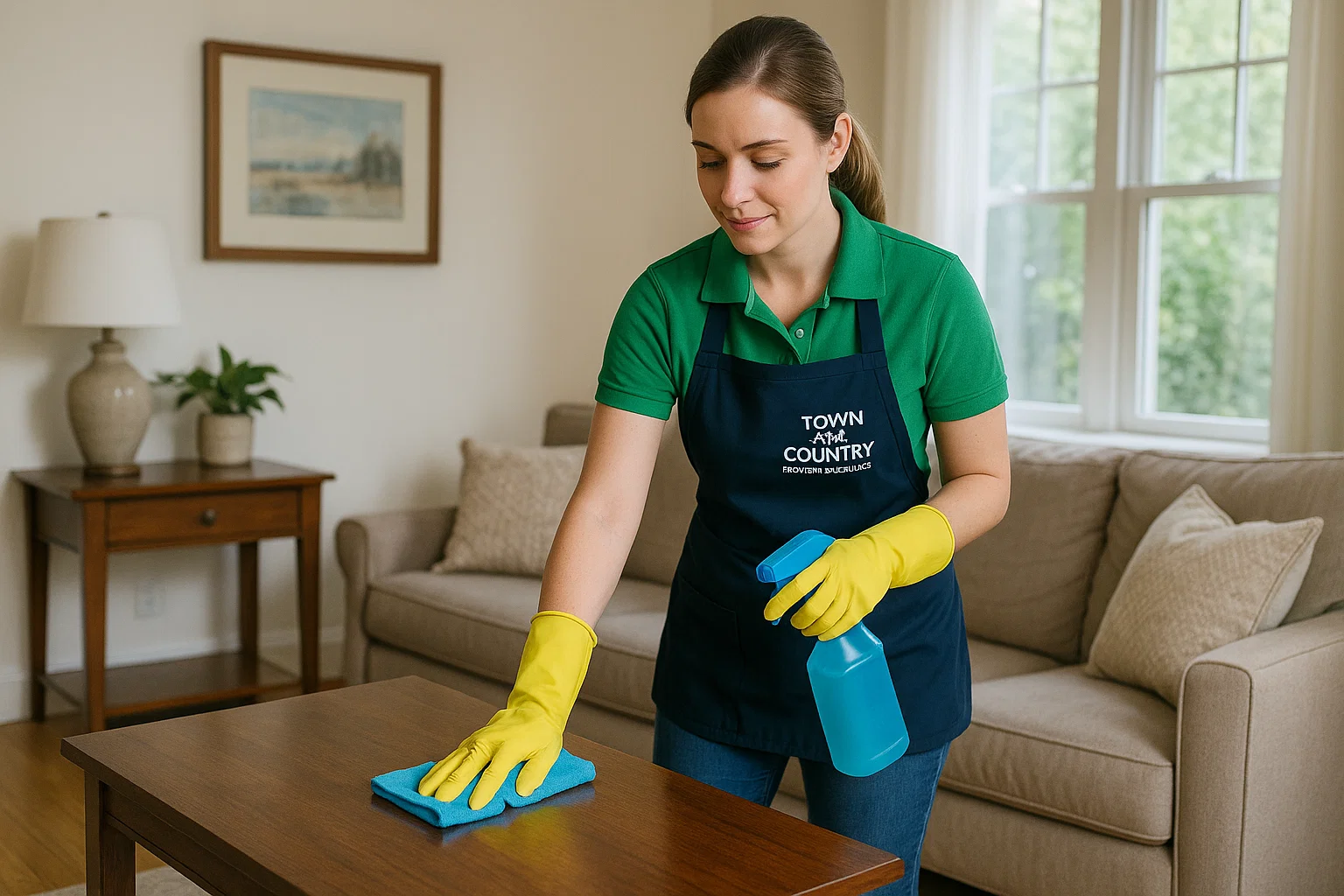 House cleaning Town and Country maid vacuuming apartment – Clean Town and Country services