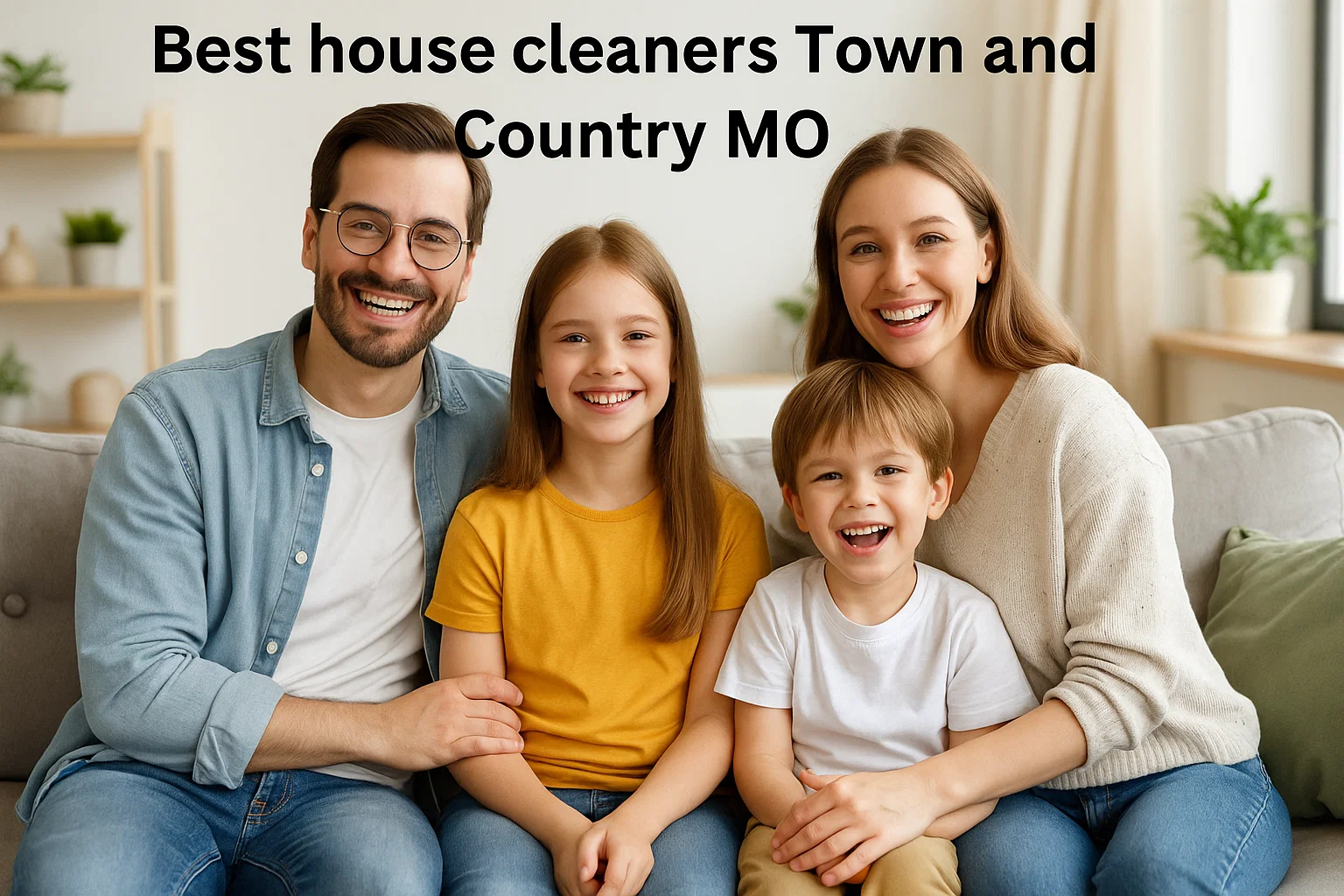 Best house cleaners Town and Country MO – family in clean living room by Clean Town and Country