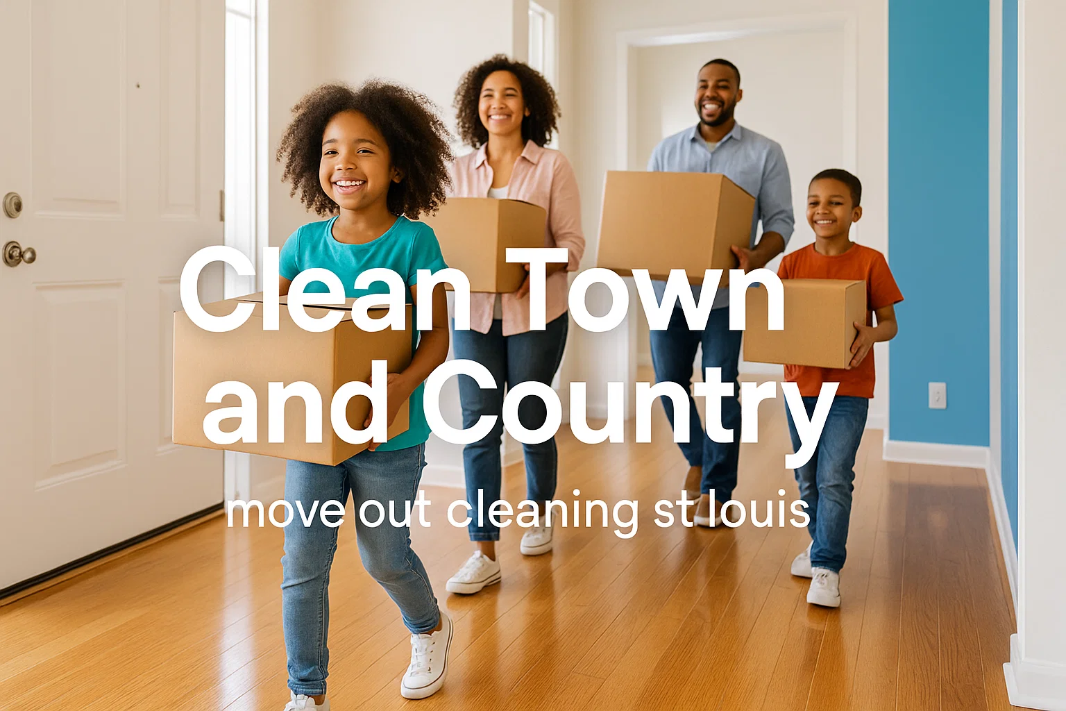 Professional Move Out Cleaning for Families in Town and Country Family carrying moving boxes after a professional move-out cleaning in Town and Country, MO