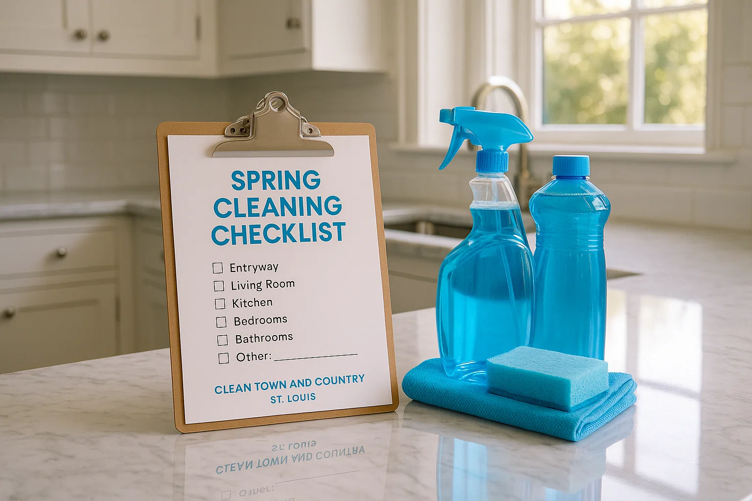 Seasonal cleaning icons – flower, leaf, and snowflake with blue accents for CTC St. Louis.