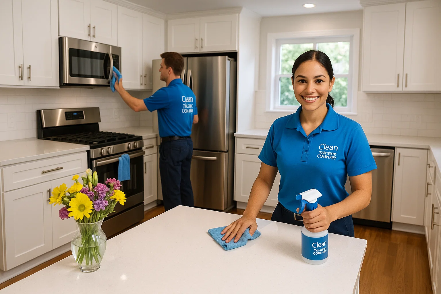 Professional cleaning showing a sparkling clean kitchen counter in a Ballwin home