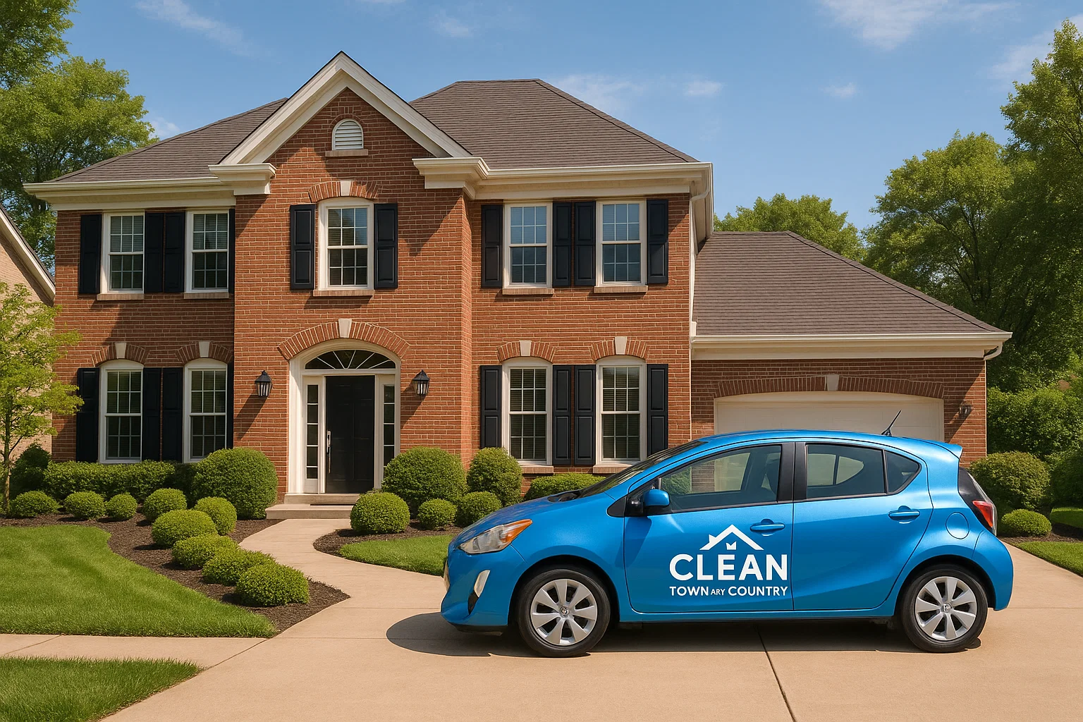 Clean Town and Country cleaners arriving for house cleaning Kirkwood MO