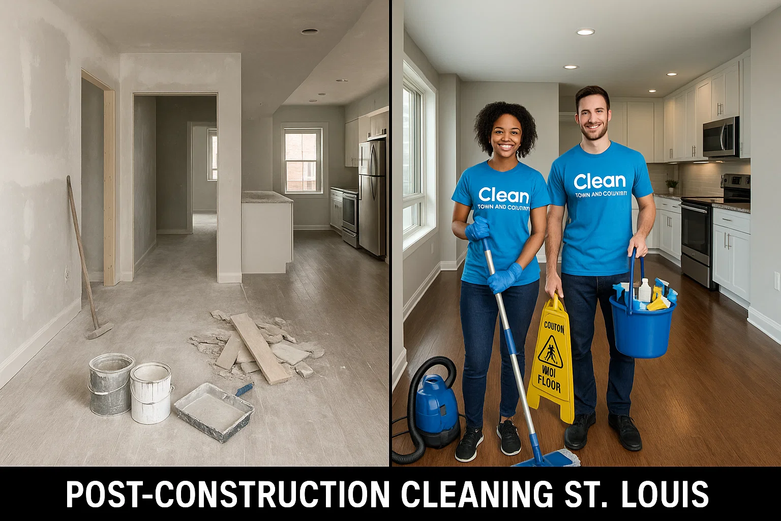 Medium St. Louis apartment renovation before and after cleaning