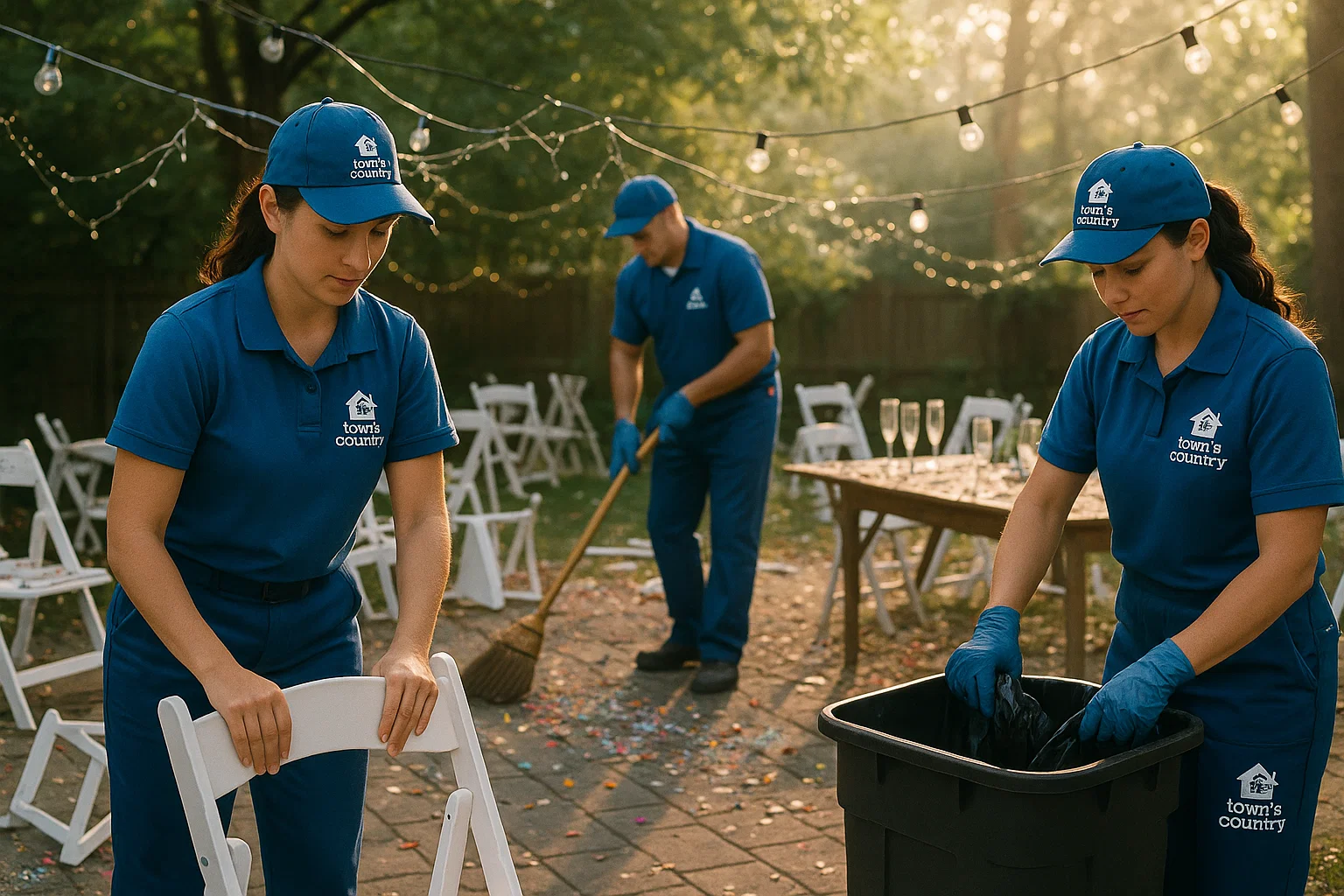 Post event cleanup St. Louis backyard wedding reception