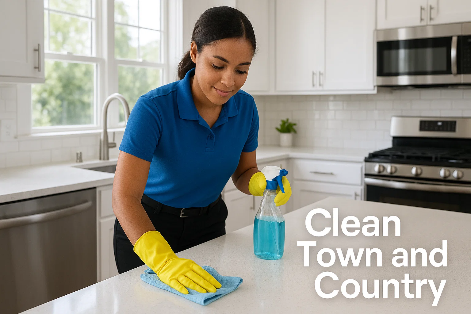 Professional cleaner in modern St. Louis kitchen